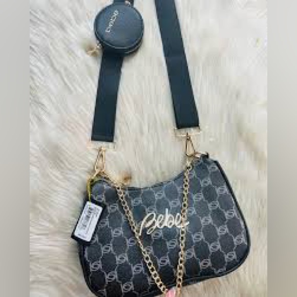 bebe Handbags - Be Gianna Monogram Crossbody Bag With Coin Purse Black NEW